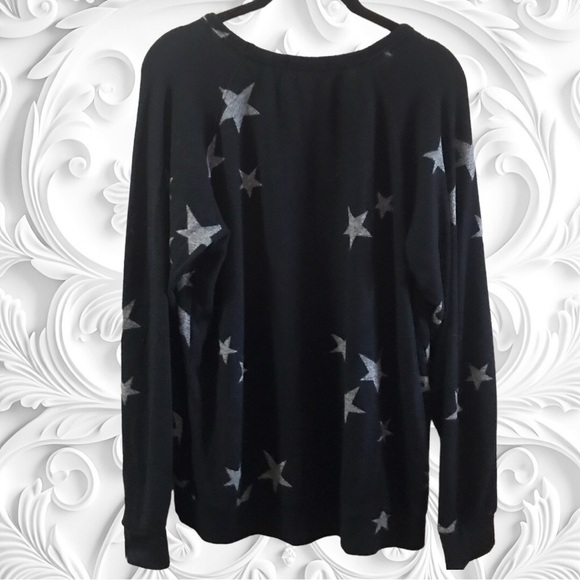 Buffalo David Bitton Black Long Sleeve Sweater with Silver Stars Size Medium - Picture 2 of 2